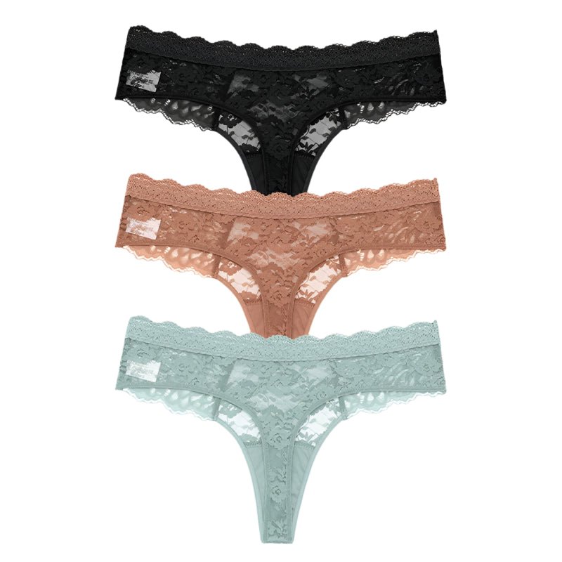 SaneShoppe - 3 PCS / Set S - XL Women Sexy Panties G - string Lace Lingerie Bikini