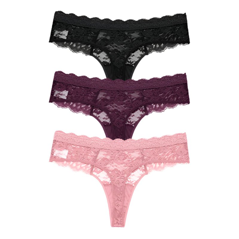 SaneShoppe 3 PCS / Set S - XL Women Sexy Panties G - string Lace Lingerie Bikini