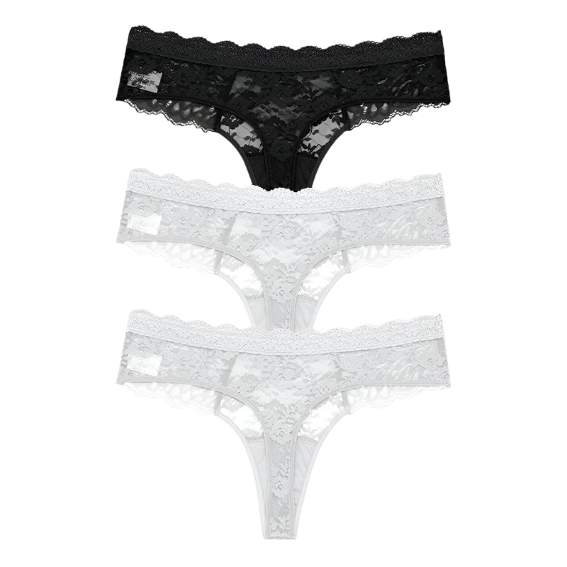 SaneShoppe - 3 PCS / Set S - XL Women Sexy Panties G - string Lace Lingerie Bikini