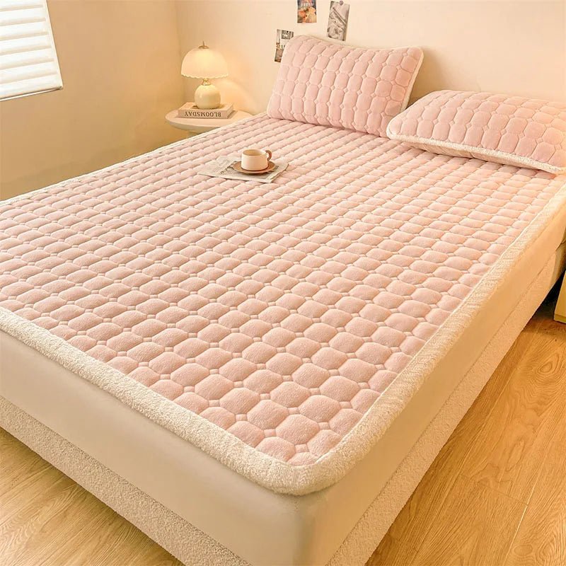 SaneShoppe - A - Class Milk Velvet Printed Mattress Topper Cartoon Thickened Warm Quilted Non - Slip Mat Student Dorm Cushion for All Seasons