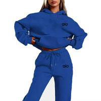SaneShoppe - ai Printing High Quality Women Monochrome Hooded Hoodie Set Casual Two - Piece Set New Fashion Hot Selling