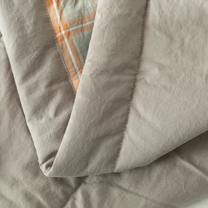SaneShoppe-Quilted Cotton Summer Duvet - Soft Plaid Comforter for Single, Twin, Queen Size
