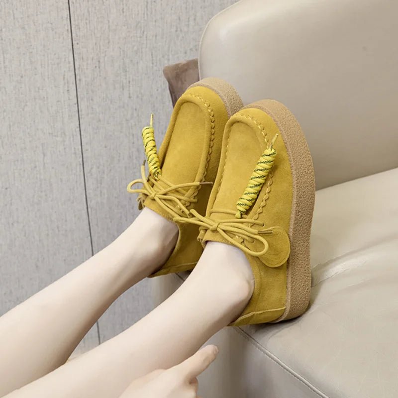 SaneShoppe-AIYUQI 2026 Genuine Leather Women's Shoes Flat Lace-up Loafers Large Size