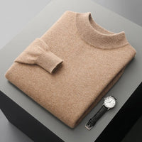SaneShoppe-Men's Merino Wool Stand Up Collar Sweater - Soft & Warm Pullover