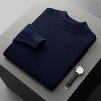 SaneShoppe-Men's Merino Wool Stand Up Collar Sweater - Soft & Warm Pullover
