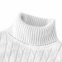 SaneShoppe-Men's Casual Turtleneck Knitted Sweater - Lightweight Ribbed Pullover for Autumn