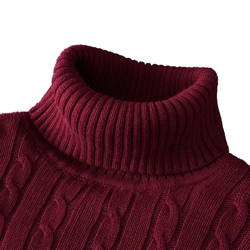 SaneShoppe-Men's Casual Turtleneck Knitted Sweater - Lightweight Ribbed Pullover for Autumn