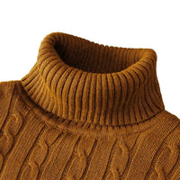 SaneShoppe-Men's Casual Turtleneck Knitted Sweater - Lightweight Ribbed Pullover for Autumn