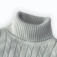 SaneShoppe-Men's Casual Turtleneck Knitted Sweater - Lightweight Ribbed Pullover for Autumn