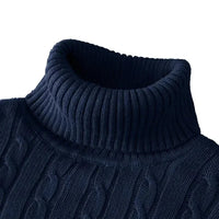 SaneShoppe-Men's Casual Turtleneck Knitted Sweater - Lightweight Ribbed Pullover for Autumn