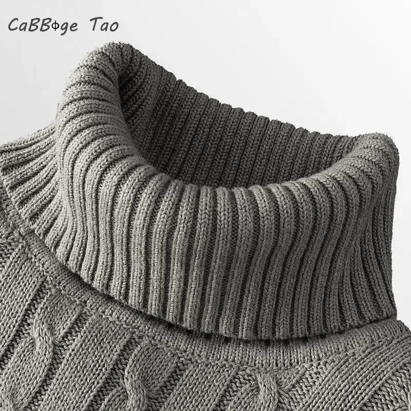 SaneShoppe-Men's Casual Turtleneck Knitted Sweater - Lightweight Ribbed Pullover for Autumn