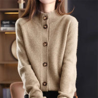SaneShoppe-Women's Stand Collar Knitted Cardigan: Casual Korean Version Sweater