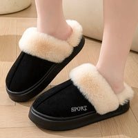 SaneShoppe-Warm Winter Women's Fluffy Slippers House Shoes Elegant Home Fashion Platform Footwear