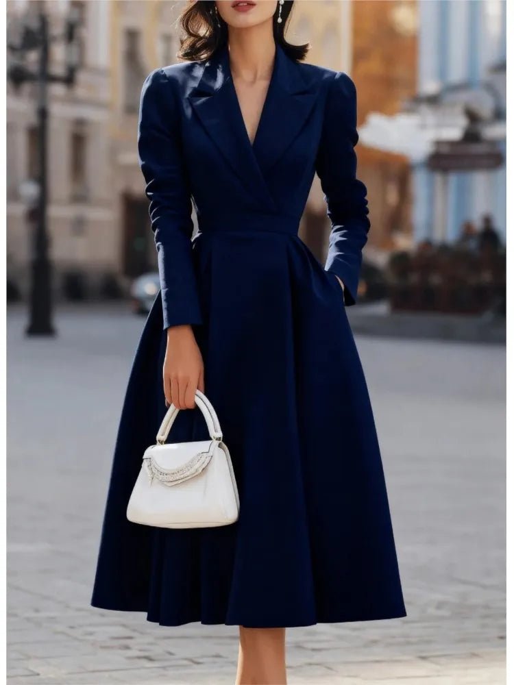 SaneShoppe - Casual Long Sleeve Maxi Dress Women 2025 Autumn Winter Party A - line Slim Dresses Elgant Vestidos