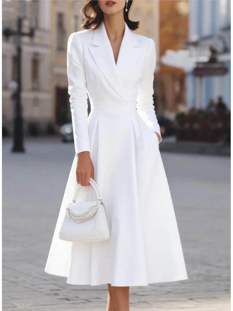 SaneShoppe - Casual Long Sleeve Maxi Dress Women 2025 Autumn Winter Party A - line Slim Dresses Elgant Vestidos