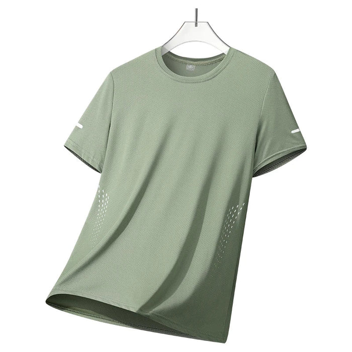 SaneShoppe - CHRLCK Men's Running Quick Drying T-shirts Breathable Hiking Fishing Tees Soft Elasticity Outdoor Sports Short Shirt Summer