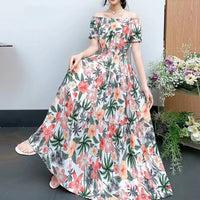 SaneShoppe-2025 Women's High Waist Printed Bohemian Floral Cotton Dress