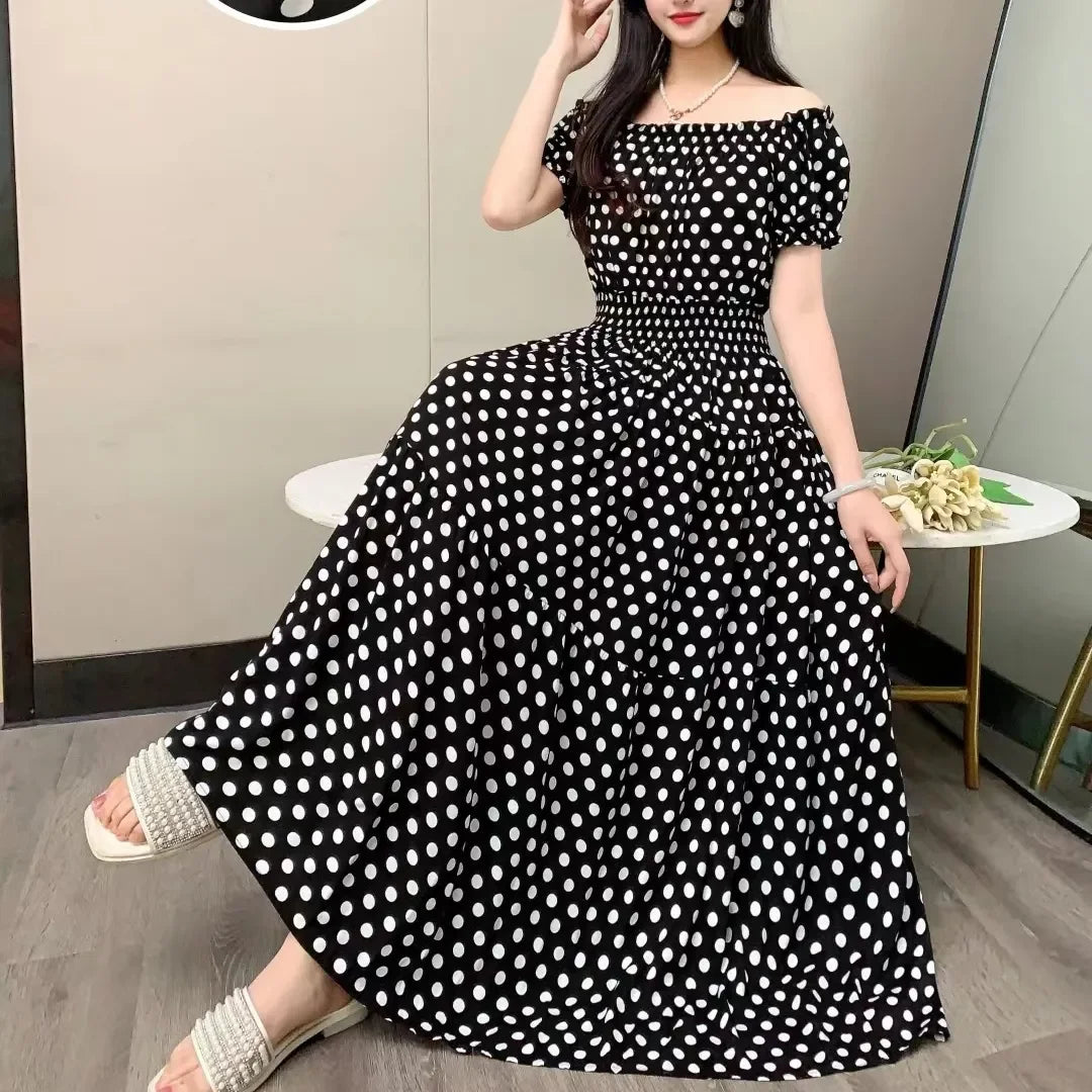 SaneShoppe-2025 Women's High Waist Printed Bohemian Floral Cotton Dress