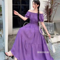 SaneShoppe-2025 Women's High Waist Printed Bohemian Floral Cotton Dress