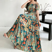 SaneShoppe-2025 Women's High Waist Printed Bohemian Floral Cotton Dress