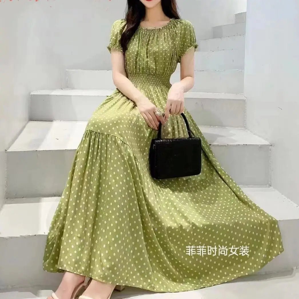 SaneShoppe-2025 Women's High Waist Printed Bohemian Floral Cotton Dress