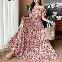 SaneShoppe-2025 Women's High Waist Printed Bohemian Floral Cotton Dress