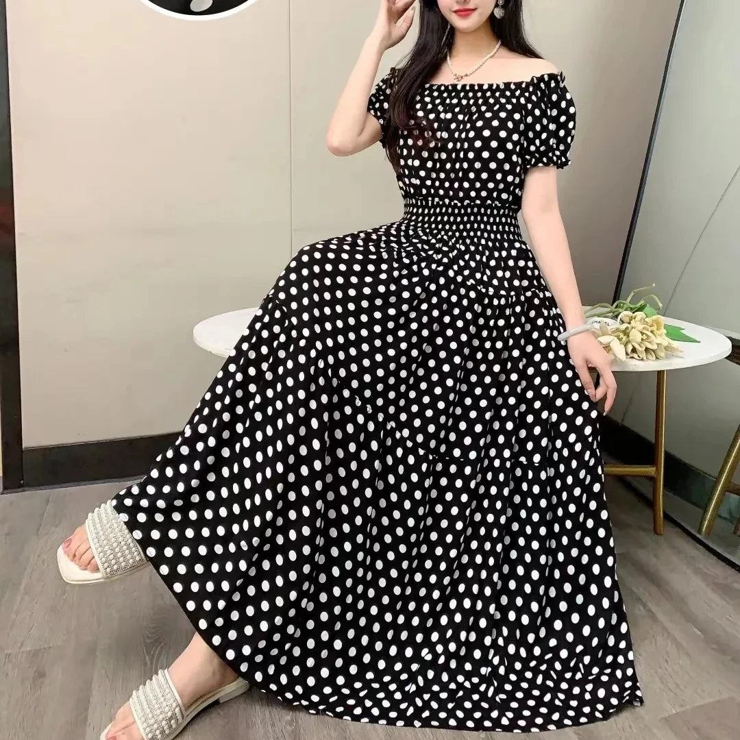 SaneShoppe-2025 Women's High Waist Printed Bohemian Floral Cotton Dress