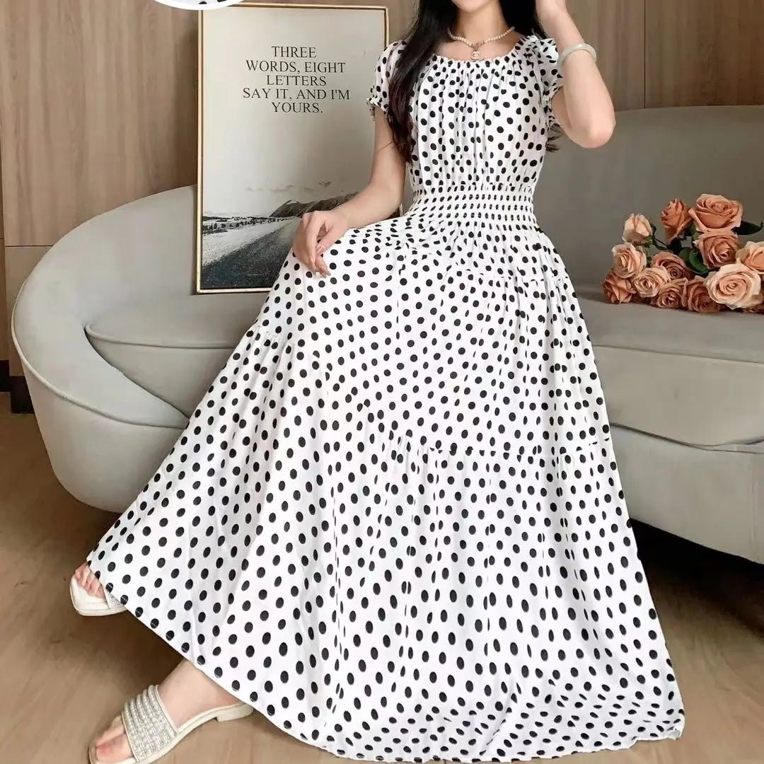SaneShoppe-2025 Women's High Waist Printed Bohemian Floral Cotton Dress