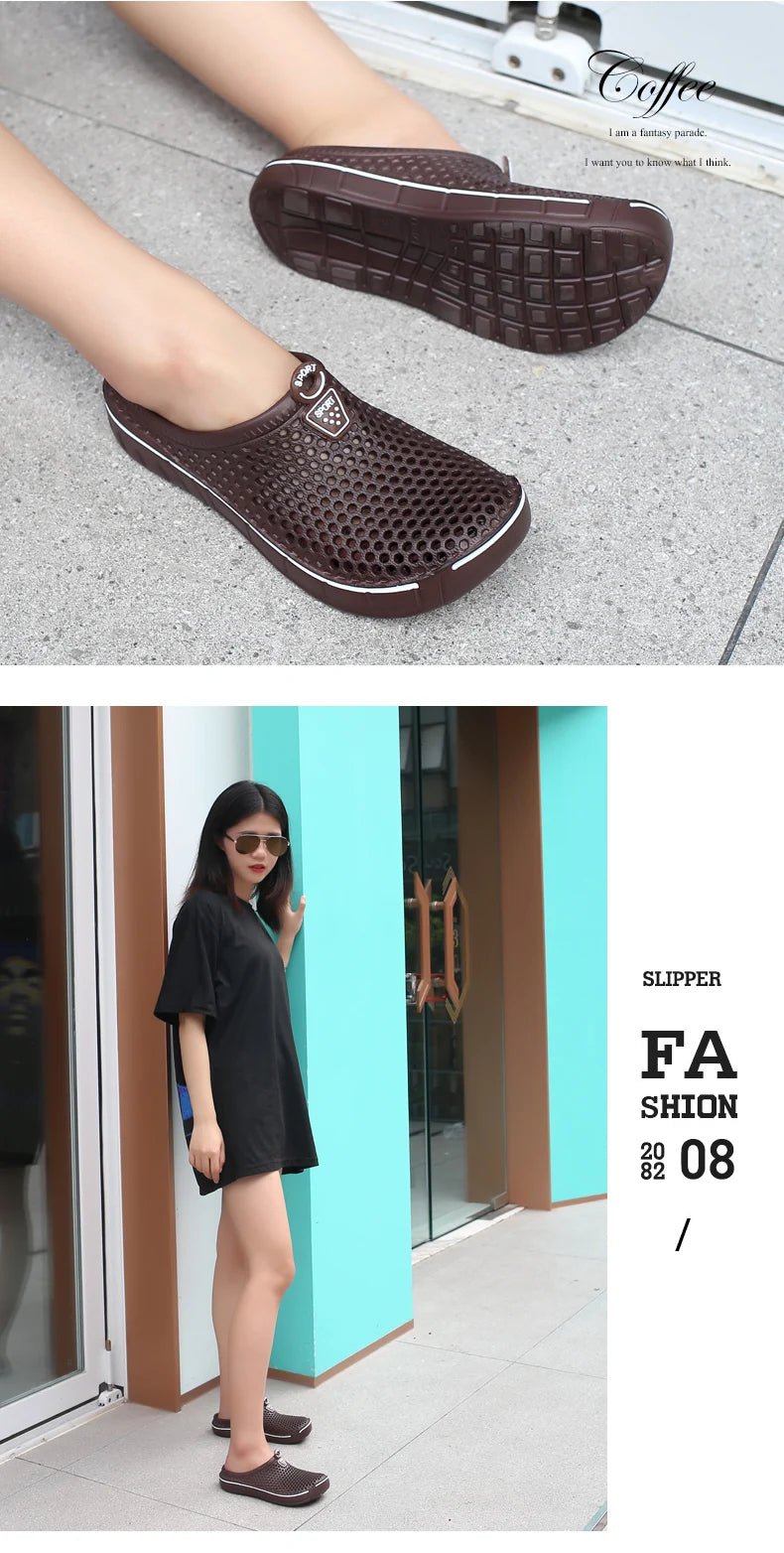 SaneShoppe - Couple Style Men's and Women's Slippers, Clogs, Mules, Solid Color Slip - Ons, Breathable Summer