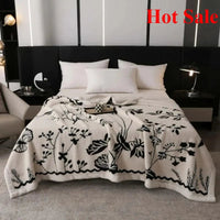 SaneShoppe - Double - layer jacquard composite European cotton fleece blanket lunch break blanket four seasons sofa blanket