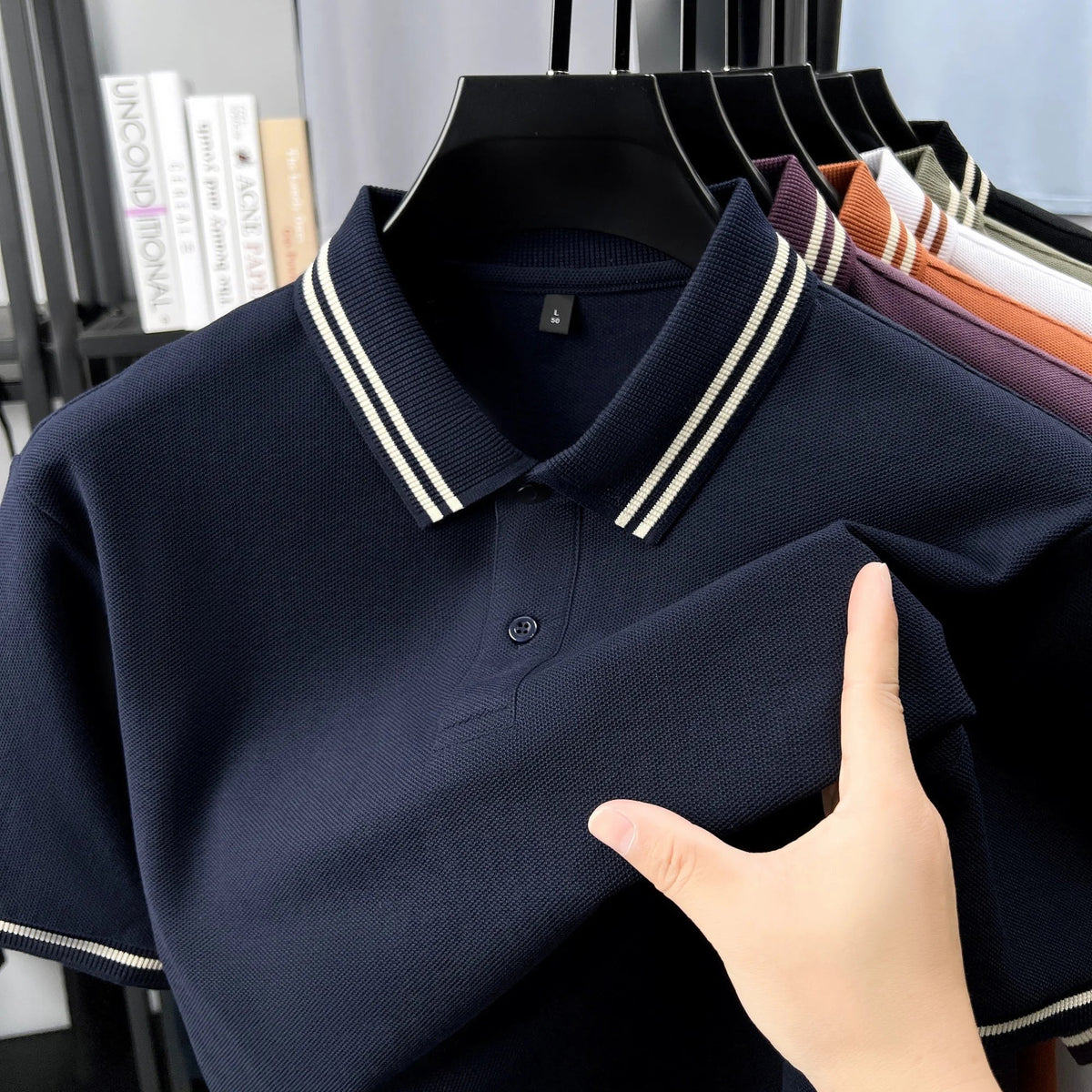 SaneShoppe-Classic 100% Cotton Men's Polo Shirt - Breathable & Comfortable Summer Top