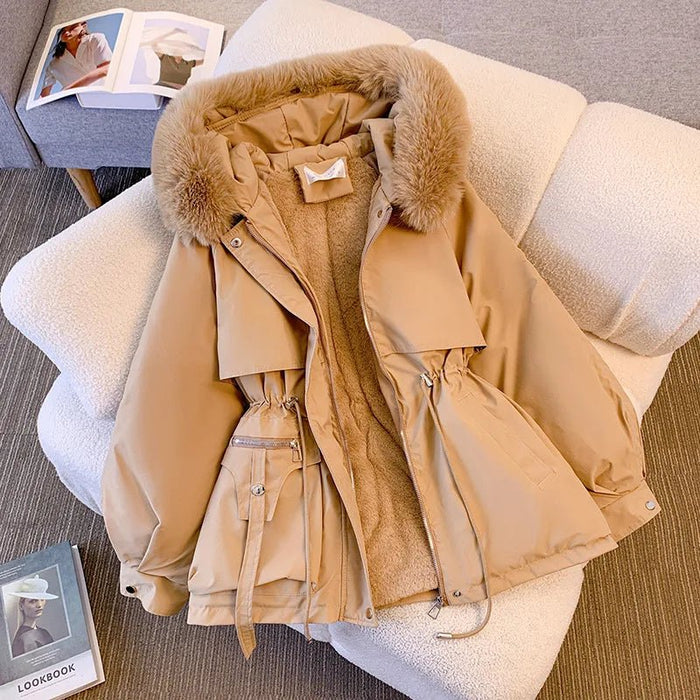 SaneShoppe-Women's Winter Parka Hooded Puffer Coat - Korean Streetwear Style
