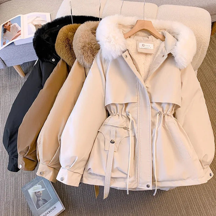 SaneShoppe-Women's Winter Parka Hooded Puffer Coat - Korean Streetwear Style