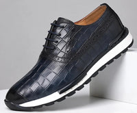 SaneShoppe - Genuine Leather Man Luxury Sneakers Plaid Weave Pattern Lace - up Men Casual White Oxford Shoes Deals Spring Autumn 2025