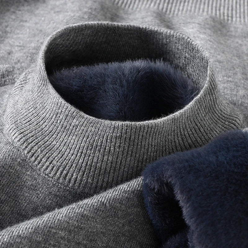 SaneShoppe-Men's Solid Turtleneck Knit Sweater Mock Neck Pullover Winter Fashion