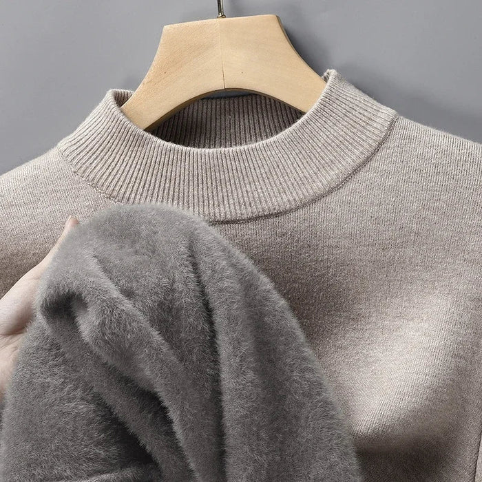 SaneShoppe-Men's Solid Turtleneck Knit Sweater Mock Neck Pullover Winter Fashion