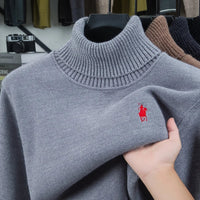 SaneShoppe-Designer high neck velvet sweater with pony embroidery for men