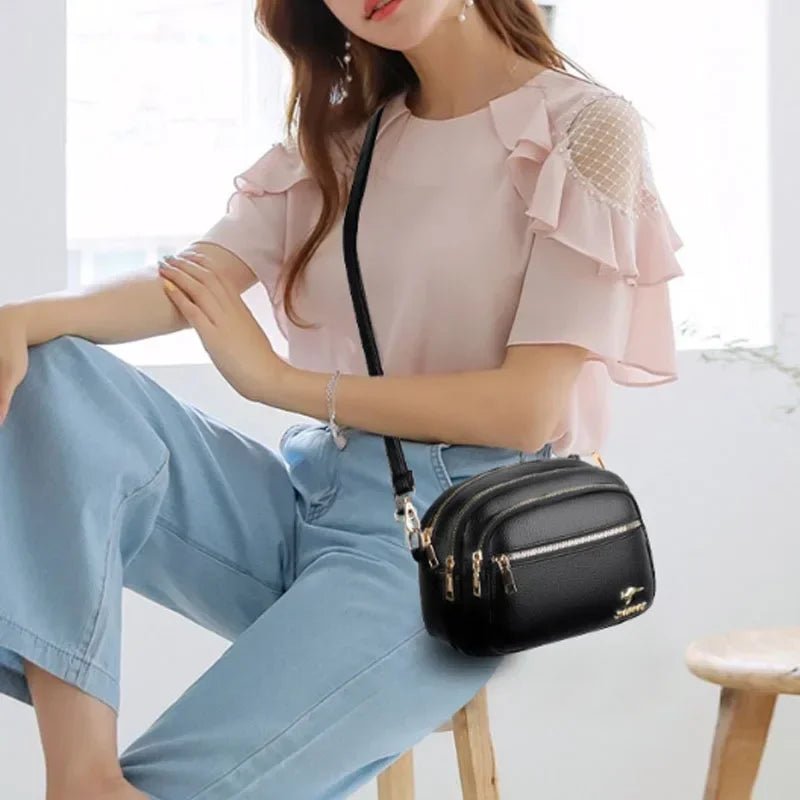 SaneShoppe - High Quality Soft Leather Purse Fashion Women Shoulder Messenger Bag Multi - pocket Wear - resistant Bag Luxury Ladies Handbag Sac