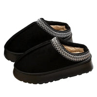 SaneShoppe-Women's Embroidered Winter Slippers with Plush Interior and Anti-Slip Sole