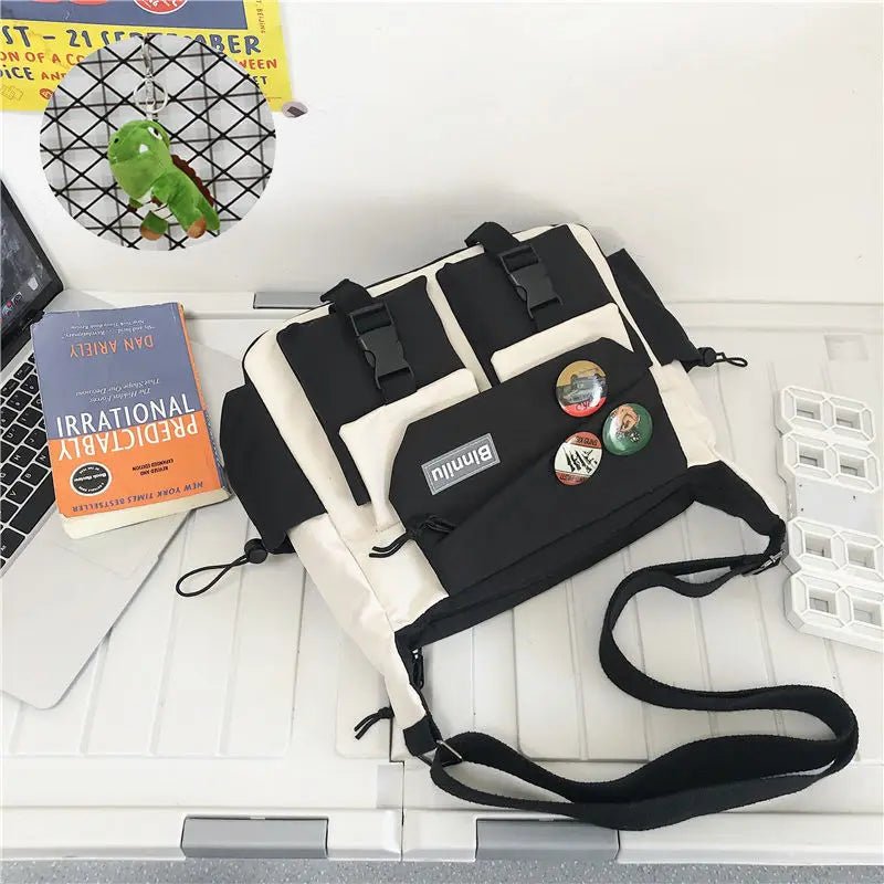 SaneShoppe - Japanese Simple Messenger Bag Student Nylon Waterproof Canvas Handbag Shoulder Crossbody Bags for Women Men Satchels Bolsas