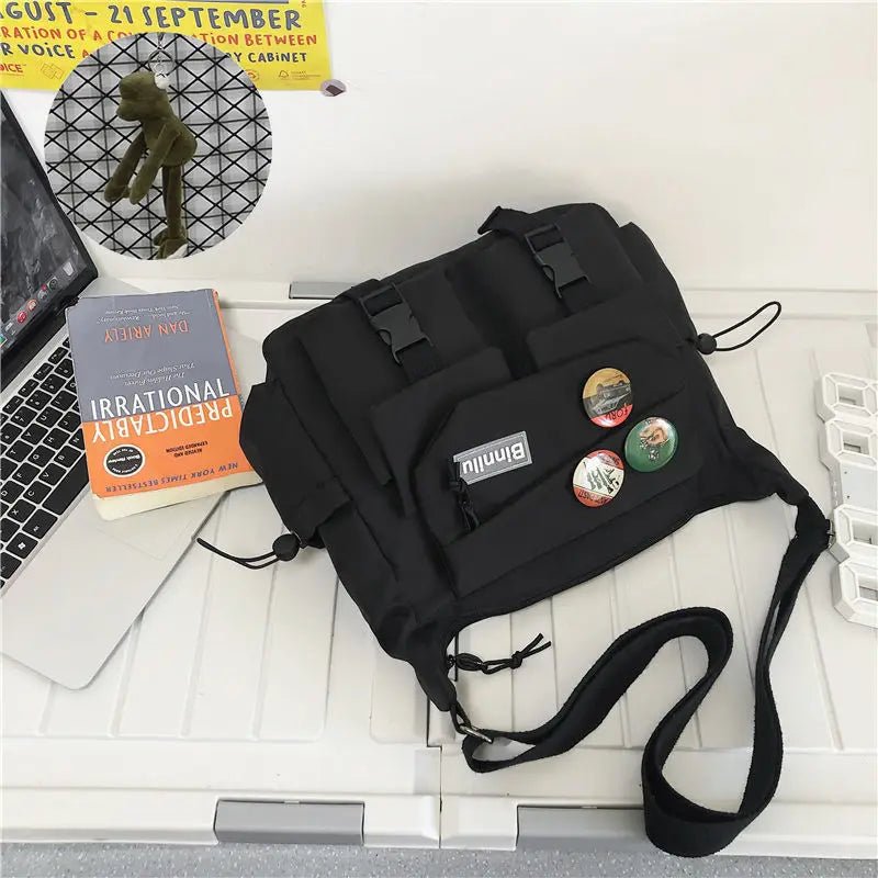 SaneShoppe - Japanese Simple Messenger Bag Student Nylon Waterproof Canvas Handbag Shoulder Crossbody Bags for Women Men Satchels Bolsas