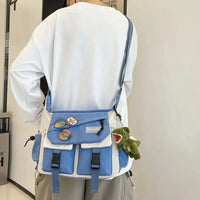 SaneShoppe - Japanese Simple Messenger Bag Student Nylon Waterproof Canvas Handbag Shoulder Crossbody Bags for Women Men Satchels Bolsas