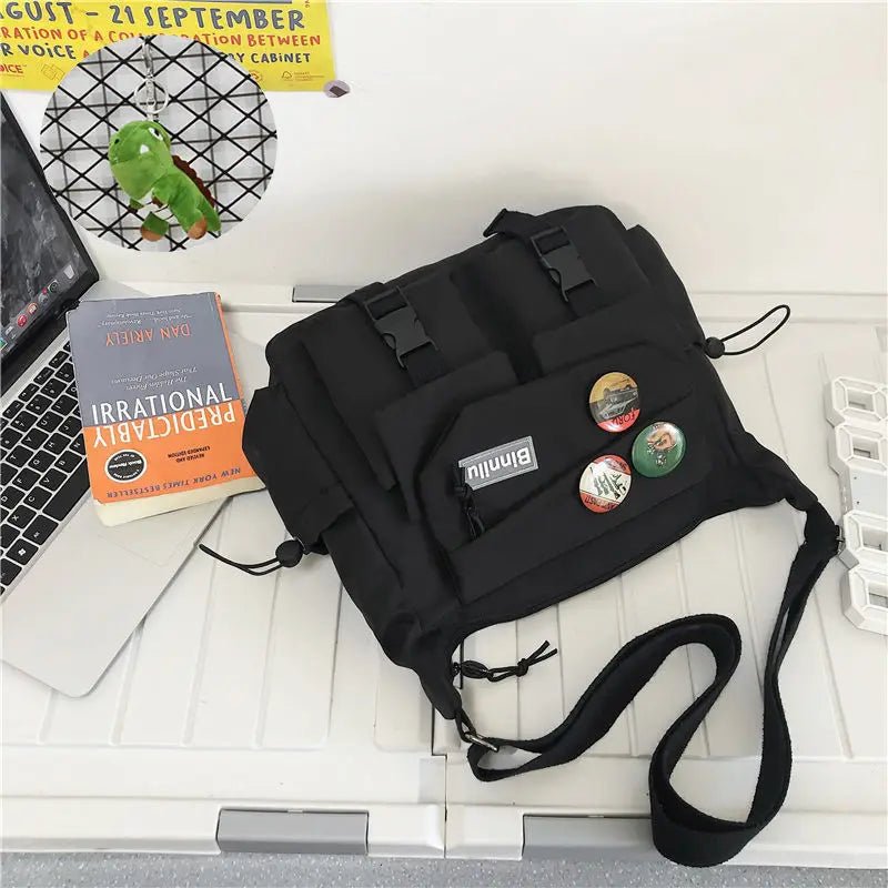 SaneShoppe - Japanese Simple Messenger Bag Student Nylon Waterproof Canvas Handbag Shoulder Crossbody Bags for Women Men Satchels Bolsas