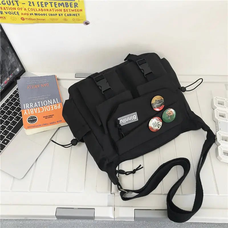 SaneShoppe - Japanese Simple Messenger Bag Student Nylon Waterproof Canvas Handbag Shoulder Crossbody Bags for Women Men Satchels Bolsas
