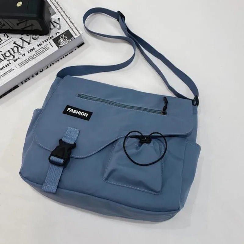 SaneShoppe - Japanese Simple Messenger Bag Student Nylon Waterproof Canvas Handbag Shoulder Crossbody Bags for Women Men Satchels Bolsas
