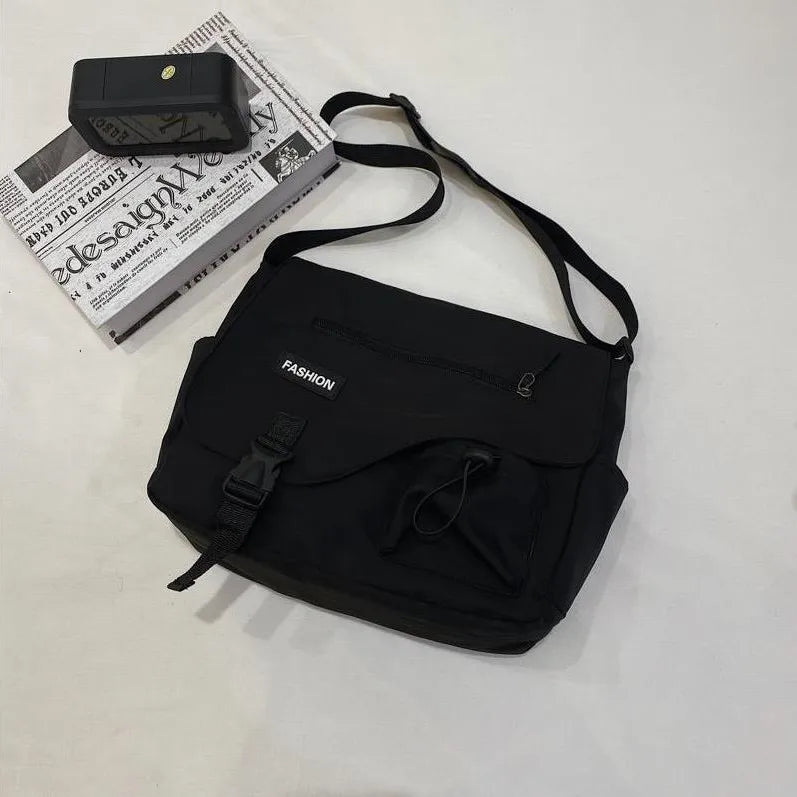 SaneShoppe - Japanese Simple Messenger Bag Student Nylon Waterproof Canvas Handbag Shoulder Crossbody Bags for Women Men Satchels Bolsas
