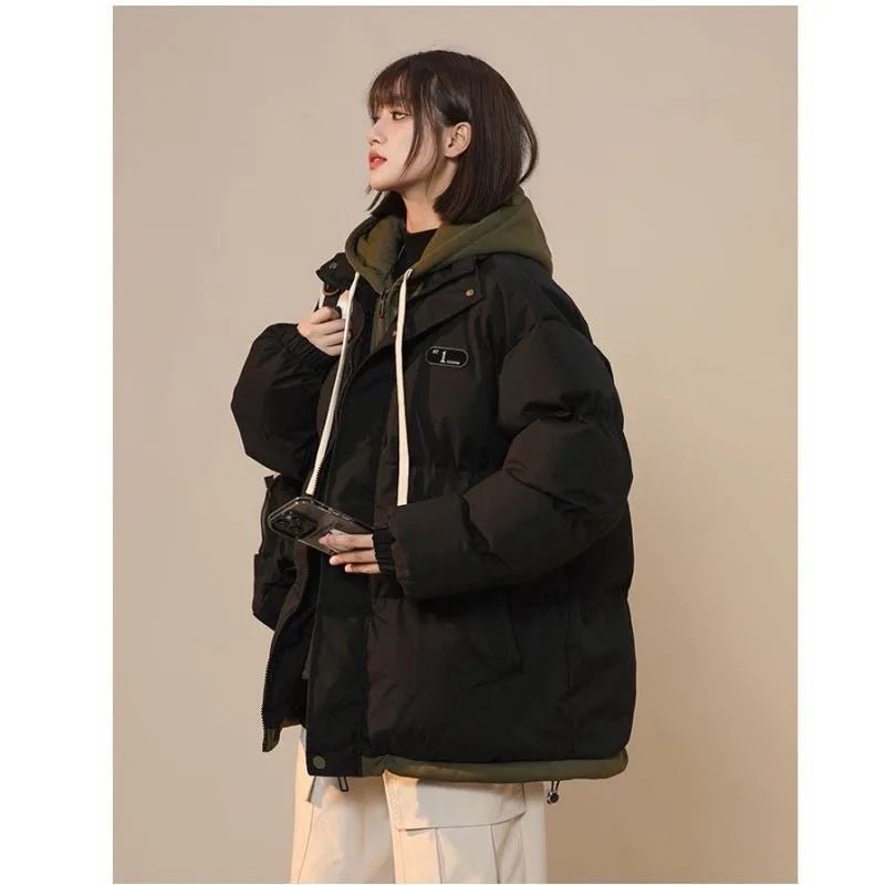 SaneShoppe-Y2K Harajuku Vintage Patch Fake Two-Piece Jacket Korean Style