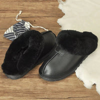 SaneShoppe-KZZO Sheepskin Fur Slippers | Cozy Indoor Winter Shoes for Women