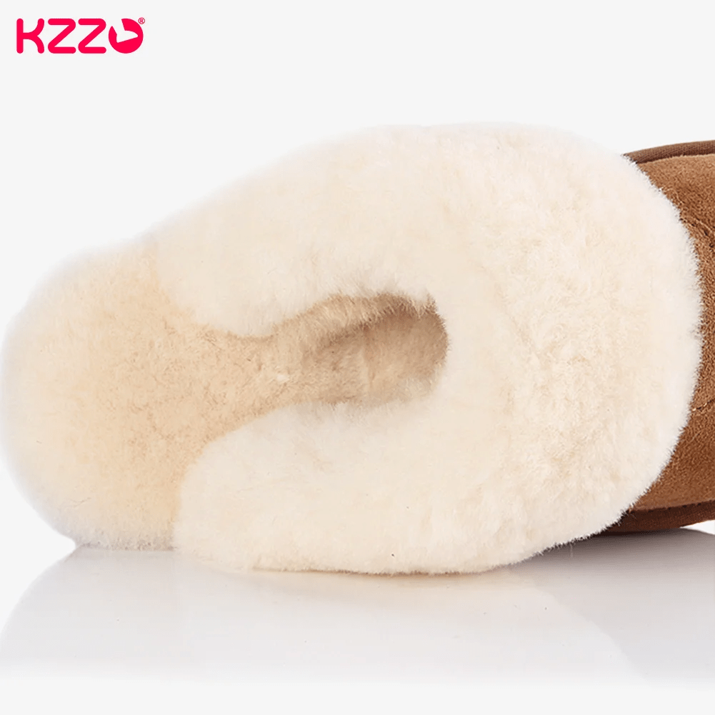 SaneShoppe - KZZO Fashion Natural Sheepskin Leather Slippers For Men Winter Warm Indoor Fur Slippers Soft Wool Lady Home Shoes Non - slip