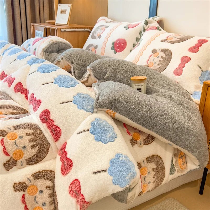 SaneShoppe - Lamb fleece blanket winter super warm quilt autumn spring bedding milk fleece comforter 5kg thickened dormitory single double